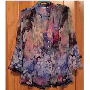 Watercolor/Floral Blouse (Sz XL)